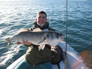 Un très joli Bar de 3kg5 pris par Laurent sur sa canne mort manié 3M favorite.